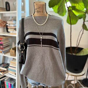 Grey & Black Striped Sweater – Casual Knit
